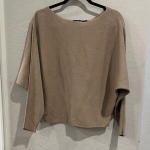 Ralph Lauren Black Label Beige Off-the-Shoulder Sweater